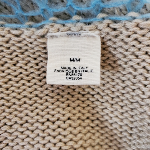 M Anthropologie The Knit Kid Mohair Cotton Orange Blue Taupe Sweater - Picture 6 of 8